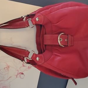 Coach F15075 Lynn Soho Red Leather Handbag Satchel Purse